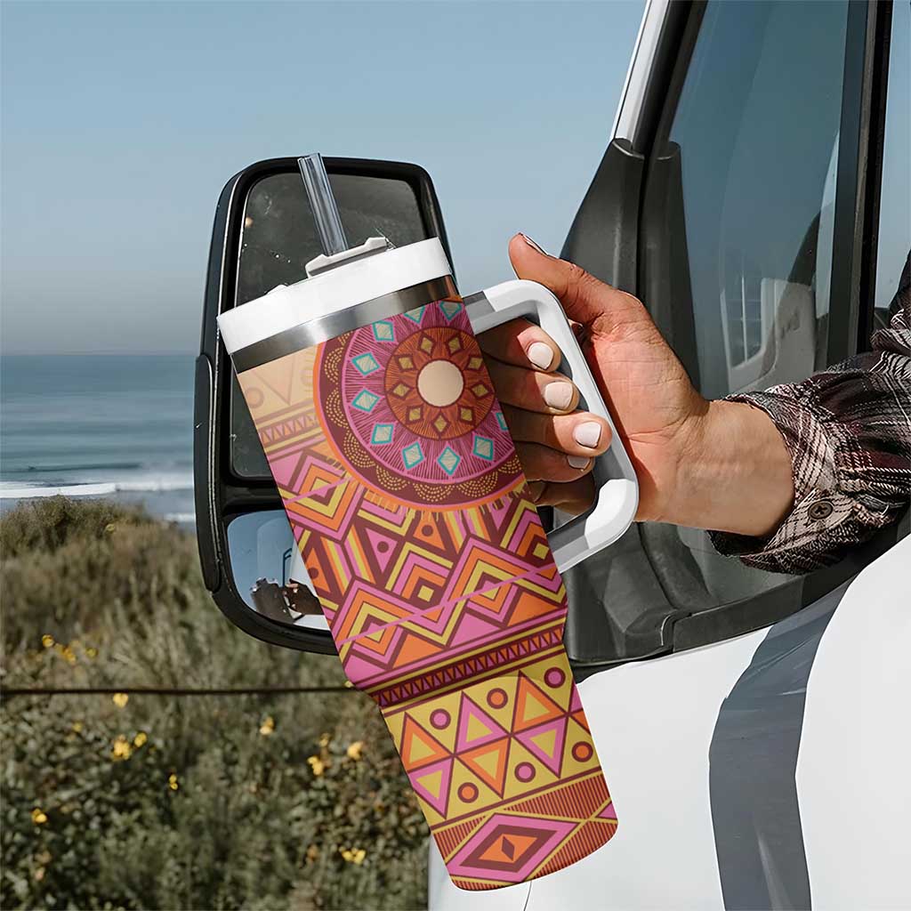 Africa Tribal Traditional Pattern Tumbler With Handle Beige Motif - Wonder Print Shop