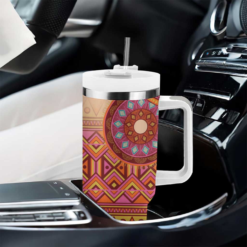 Africa Tribal Traditional Pattern Tumbler With Handle Beige Motif - Wonder Print Shop