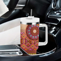 Africa Tribal Traditional Pattern Tumbler With Handle Beige Motif - Wonder Print Shop