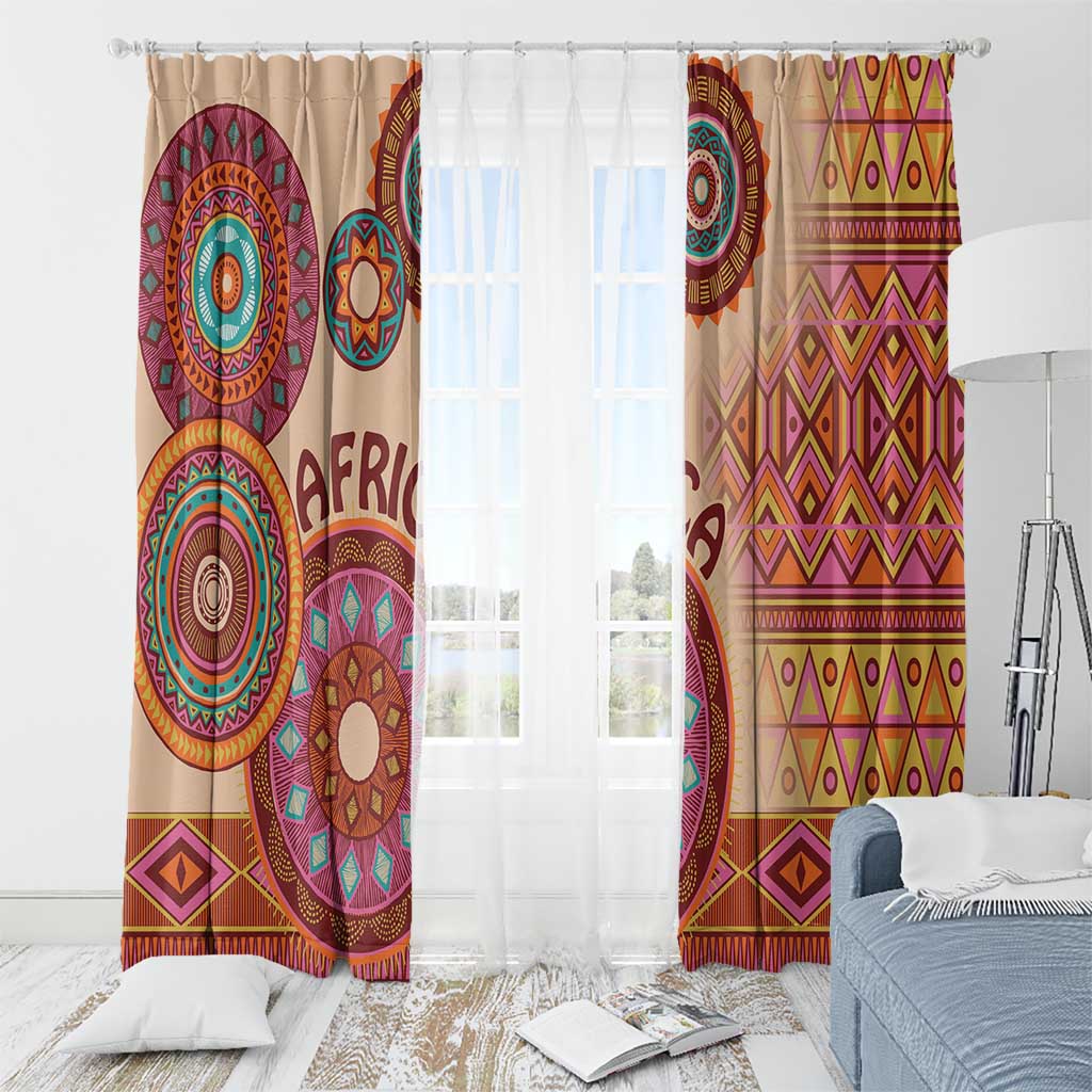 Africa Tribal Traditional Pattern Window Curtain Beige Motif - Wonder Print Shop