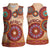 Africa Tribal Traditional Pattern Women Sleeveless Polo Shirt Beige Motif - Wonder Print Shop