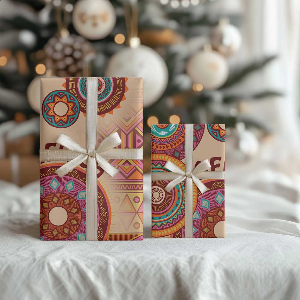 Africa Tribal Traditional Pattern Wrapping Paper Beige Motif - Wonder Print Shop