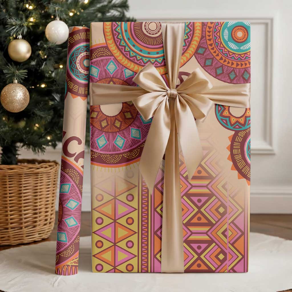 Africa Tribal Traditional Pattern Wrapping Paper Beige Motif - Wonder Print Shop