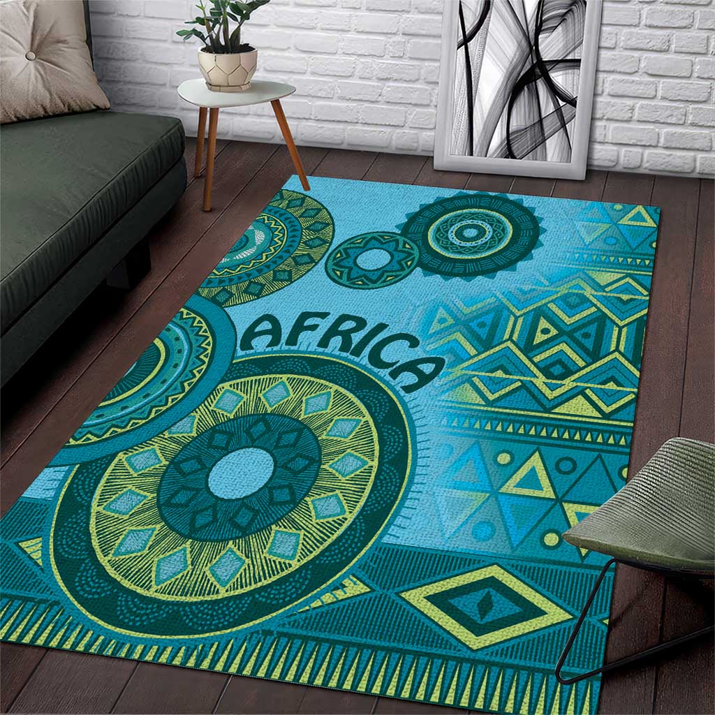Africa Tribal Traditional Pattern Area Rug Blue Motif LT9 - Wonder Print Shop