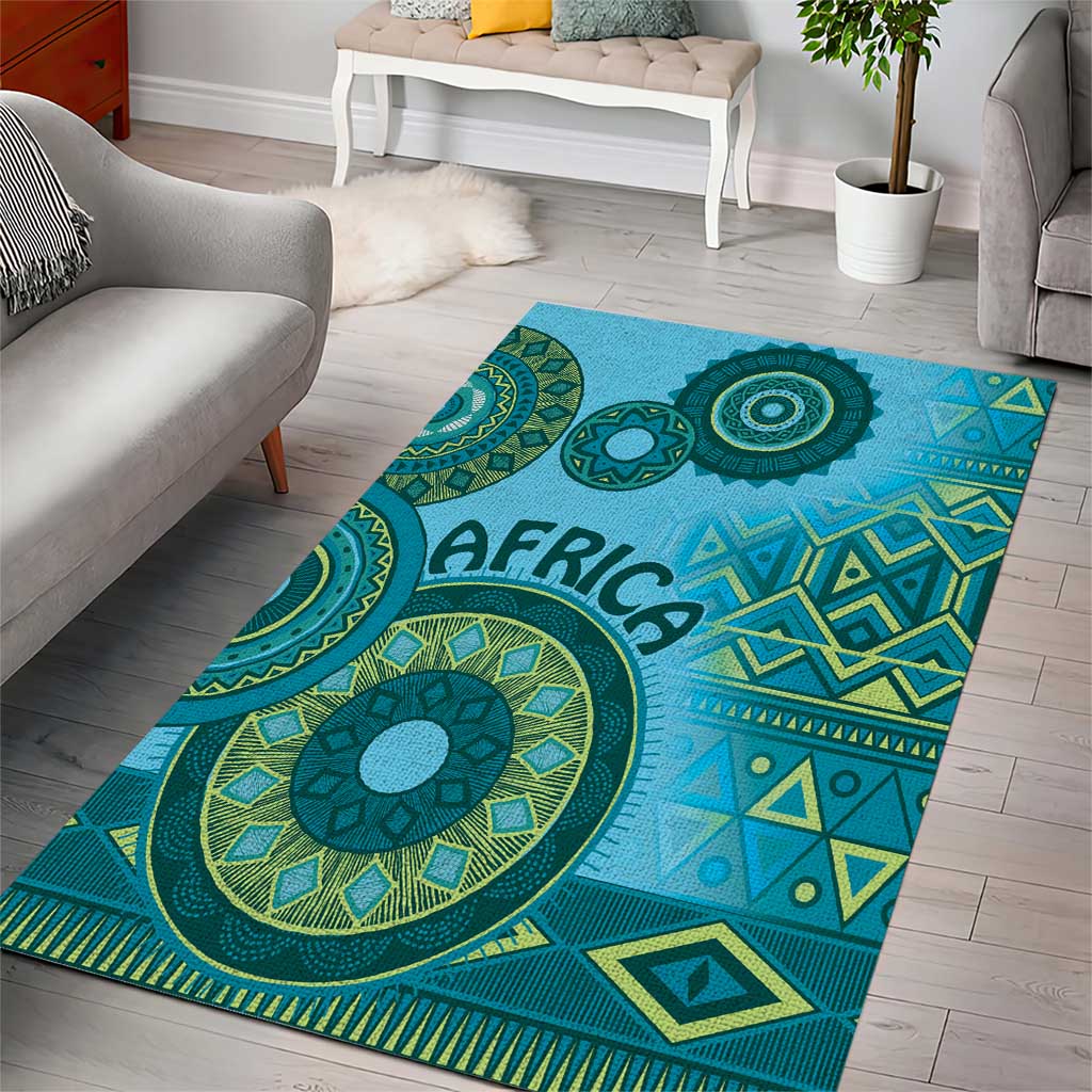 Africa Tribal Traditional Pattern Area Rug Blue Motif LT9 - Wonder Print Shop