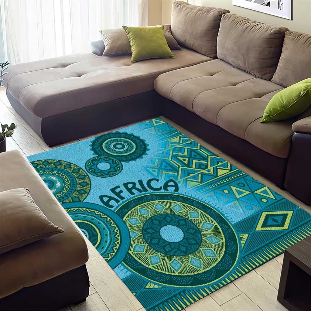Africa Tribal Traditional Pattern Area Rug Blue Motif LT9 - Wonder Print Shop