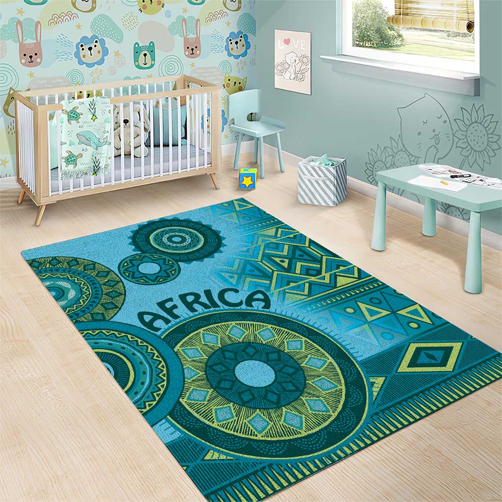 Africa Tribal Traditional Pattern Area Rug Blue Motif LT9 - Wonder Print Shop