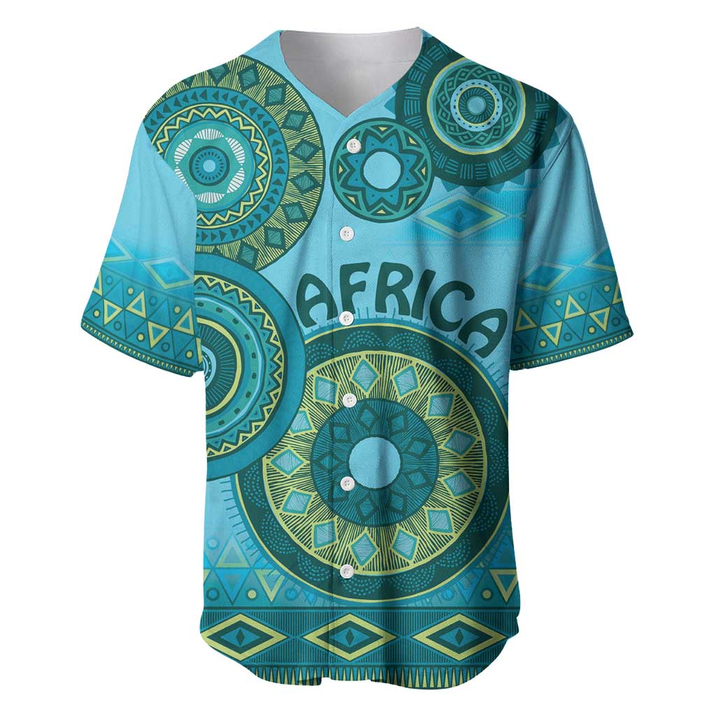 Africa Tribal Traditional Pattern Baseball Jersey Blue Motif LT9 - Wonder Print Shop