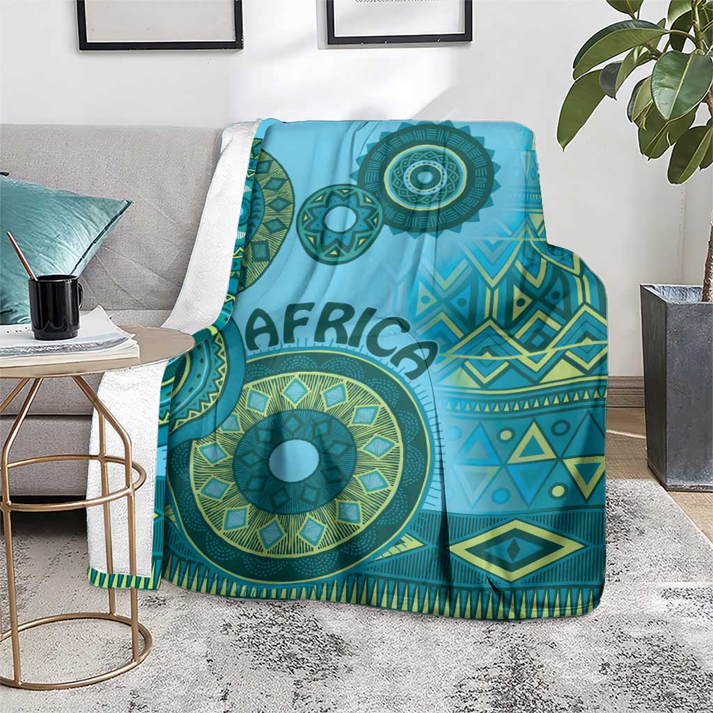 Africa Tribal Traditional Pattern Blanket Blue Motif