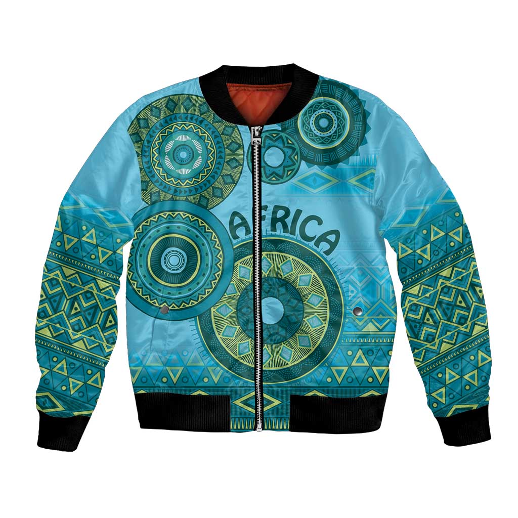 Africa Tribal Traditional Pattern Bomber Jacket Blue Motif LT9 - Wonder Print Shop