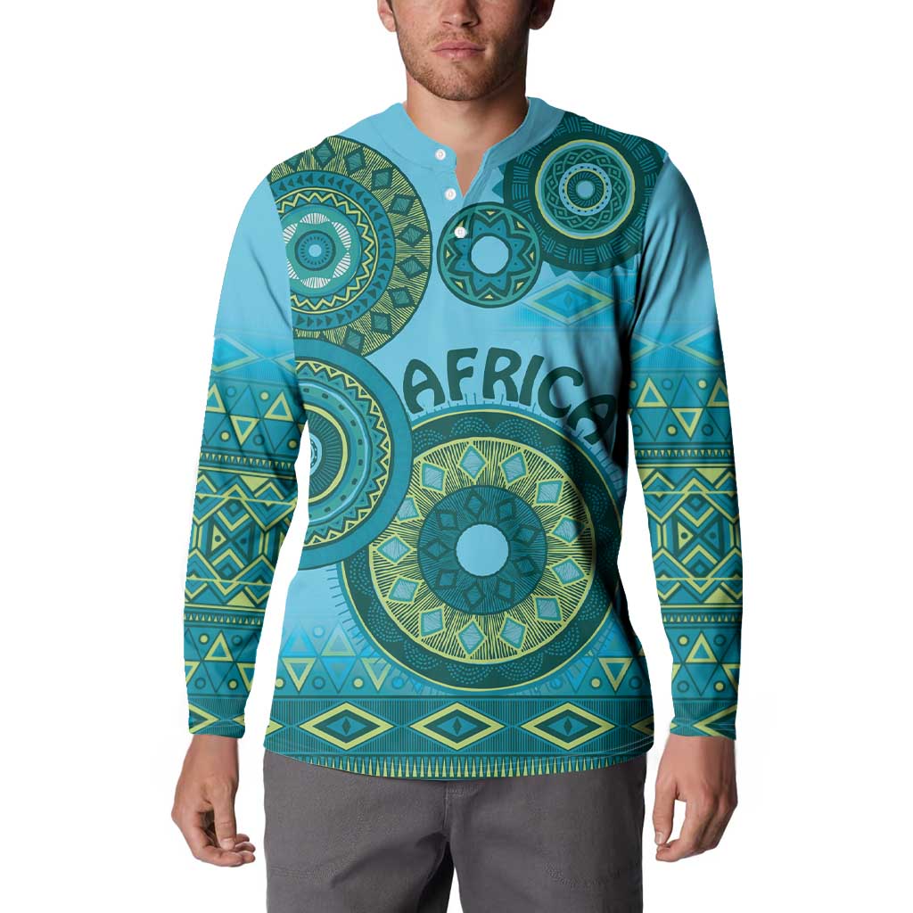 Africa Tribal Traditional Pattern Button Sweatshirt Blue Motif LT9 - Wonder Print Shop