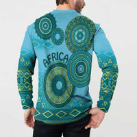 Africa Tribal Traditional Pattern Button Sweatshirt Blue Motif LT9 - Wonder Print Shop