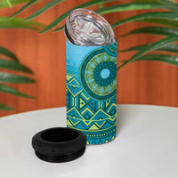 Africa Tribal Traditional Pattern 4 in 1 Can Cooler Tumbler Blue Motif LT9 - Wonder Print Shop