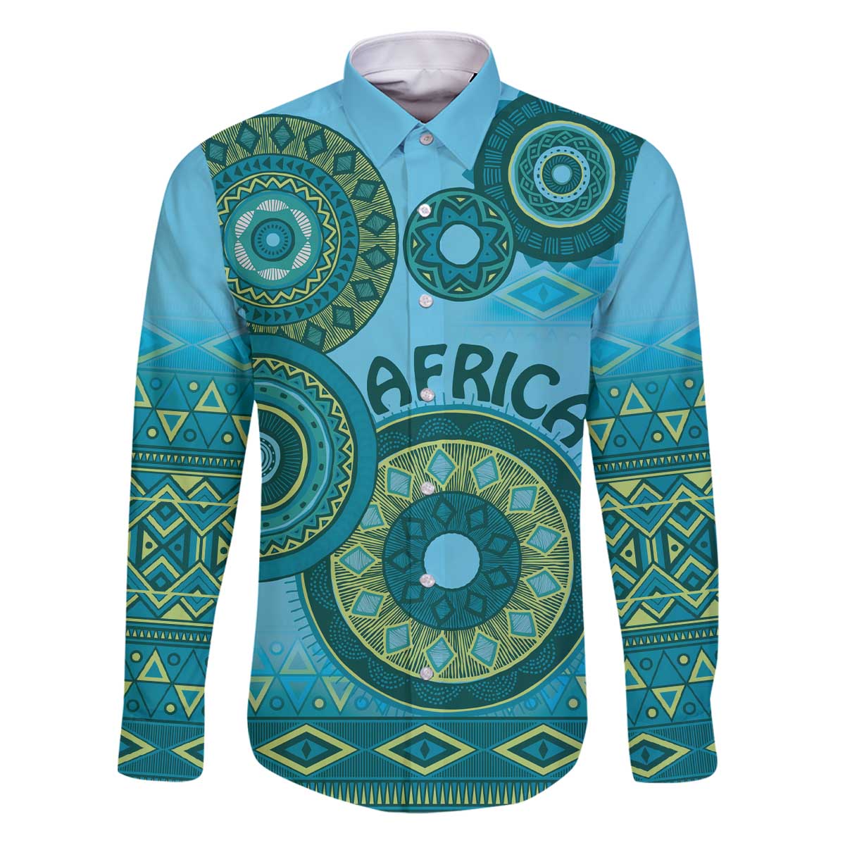 Africa Tribal Traditional Pattern Family Matching Puletasi and Hawaiian Shirt Blue Motif - Wonder Print Shop