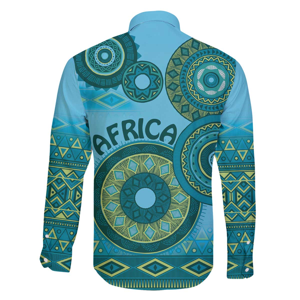 Africa Tribal Traditional Pattern Family Matching Puletasi and Hawaiian Shirt Blue Motif - Wonder Print Shop