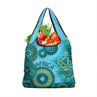 Africa Tribal Traditional Pattern Grocery Bag Blue Motif