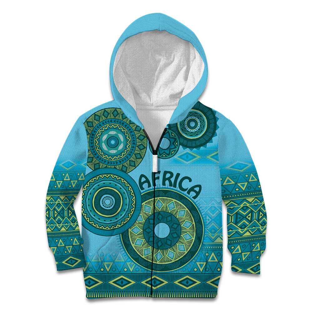 Africa Tribal Traditional Pattern Kid Hoodie Blue Motif - Wonder Print Shop