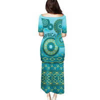 Africa Tribal Traditional Pattern Puletasi Blue Motif - Wonder Print Shop