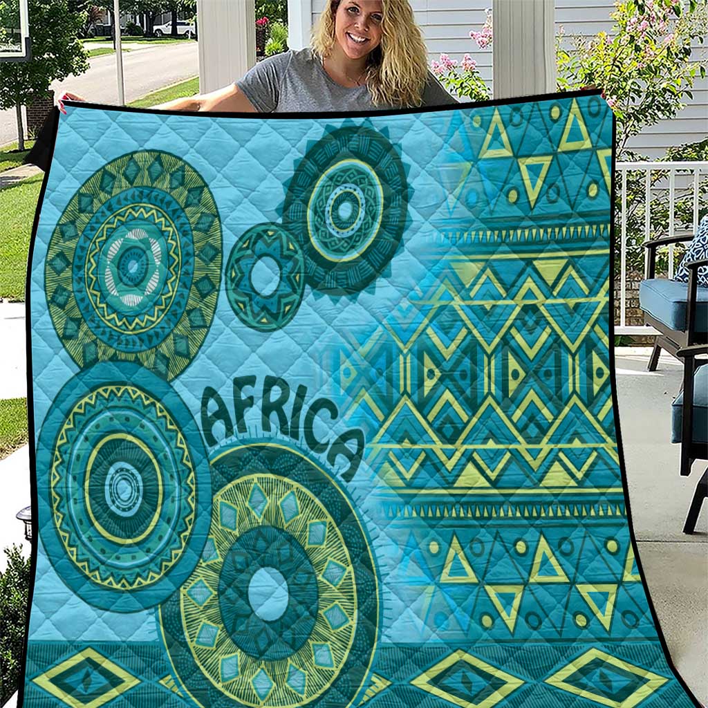 Africa Tribal Traditional Pattern Quilt Blue Motif - Wonder Print Shop