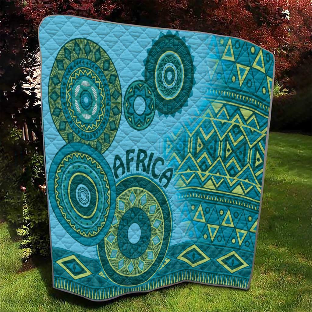 Africa Tribal Traditional Pattern Quilt Blue Motif - Wonder Print Shop