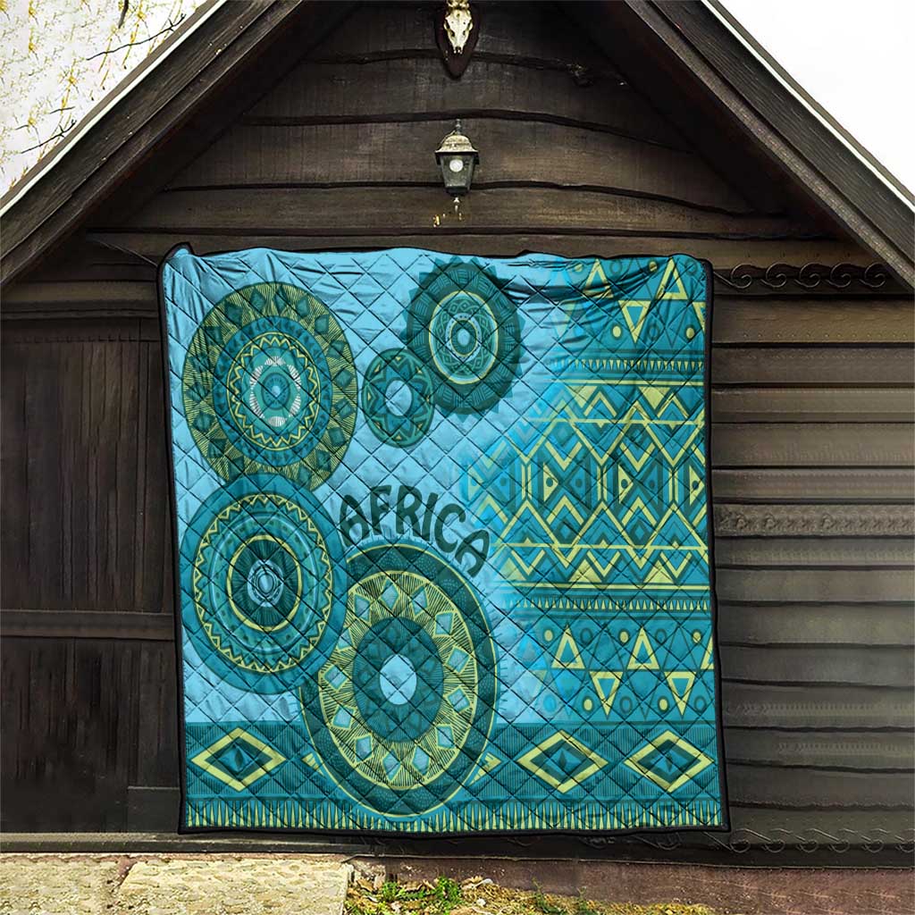 Africa Tribal Traditional Pattern Quilt Blue Motif - Wonder Print Shop