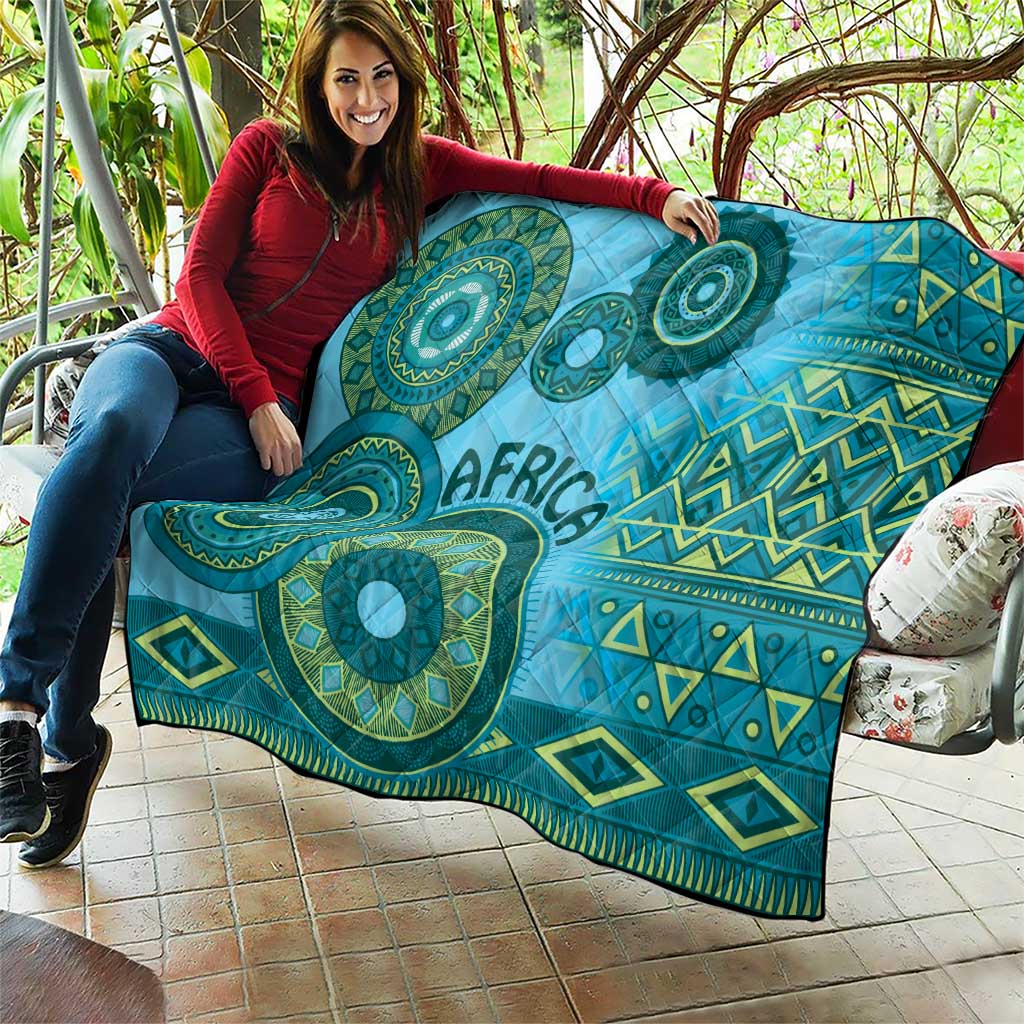 Africa Tribal Traditional Pattern Quilt Blue Motif - Wonder Print Shop