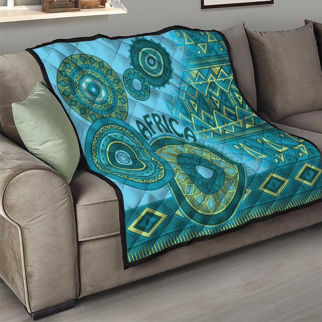 Africa Tribal Traditional Pattern Quilt Blue Motif - Wonder Print Shop