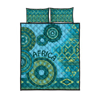 Africa Tribal Traditional Pattern Quilt Bed Set Blue Motif - Wonder Print Shop