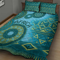 Africa Tribal Traditional Pattern Quilt Bed Set Blue Motif - Wonder Print Shop