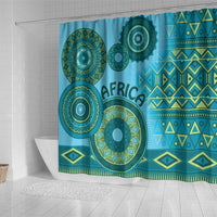 Africa Tribal Traditional Pattern Shower Curtain Blue Motif