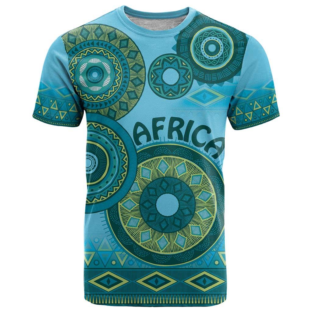 Africa Tribal Traditional Pattern T Shirt Blue Motif - Wonder Print Shop