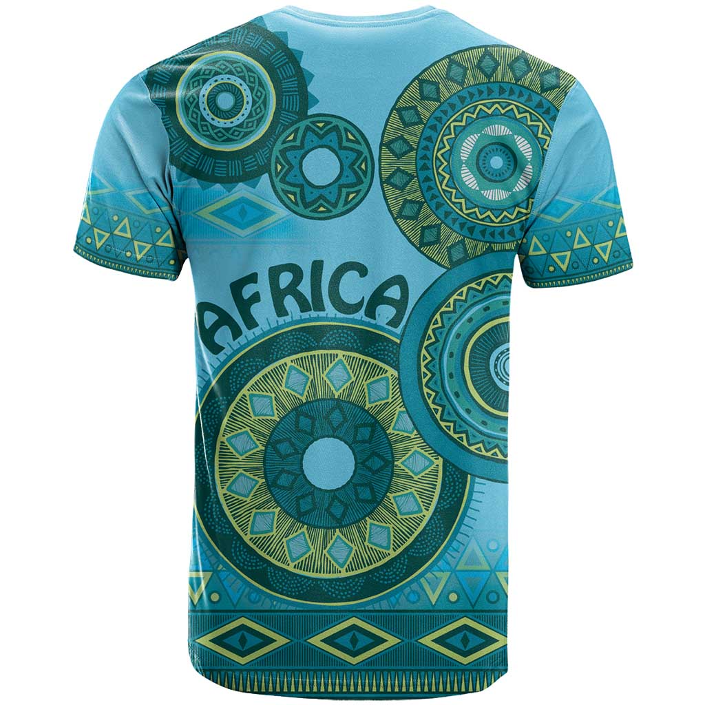 Africa Tribal Traditional Pattern T Shirt Blue Motif - Wonder Print Shop