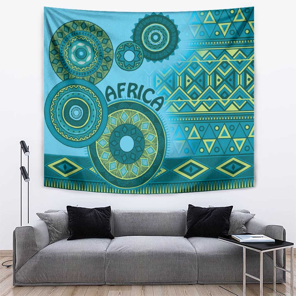 Africa Tribal Traditional Pattern Tapestry Blue Motif - Wonder Print Shop