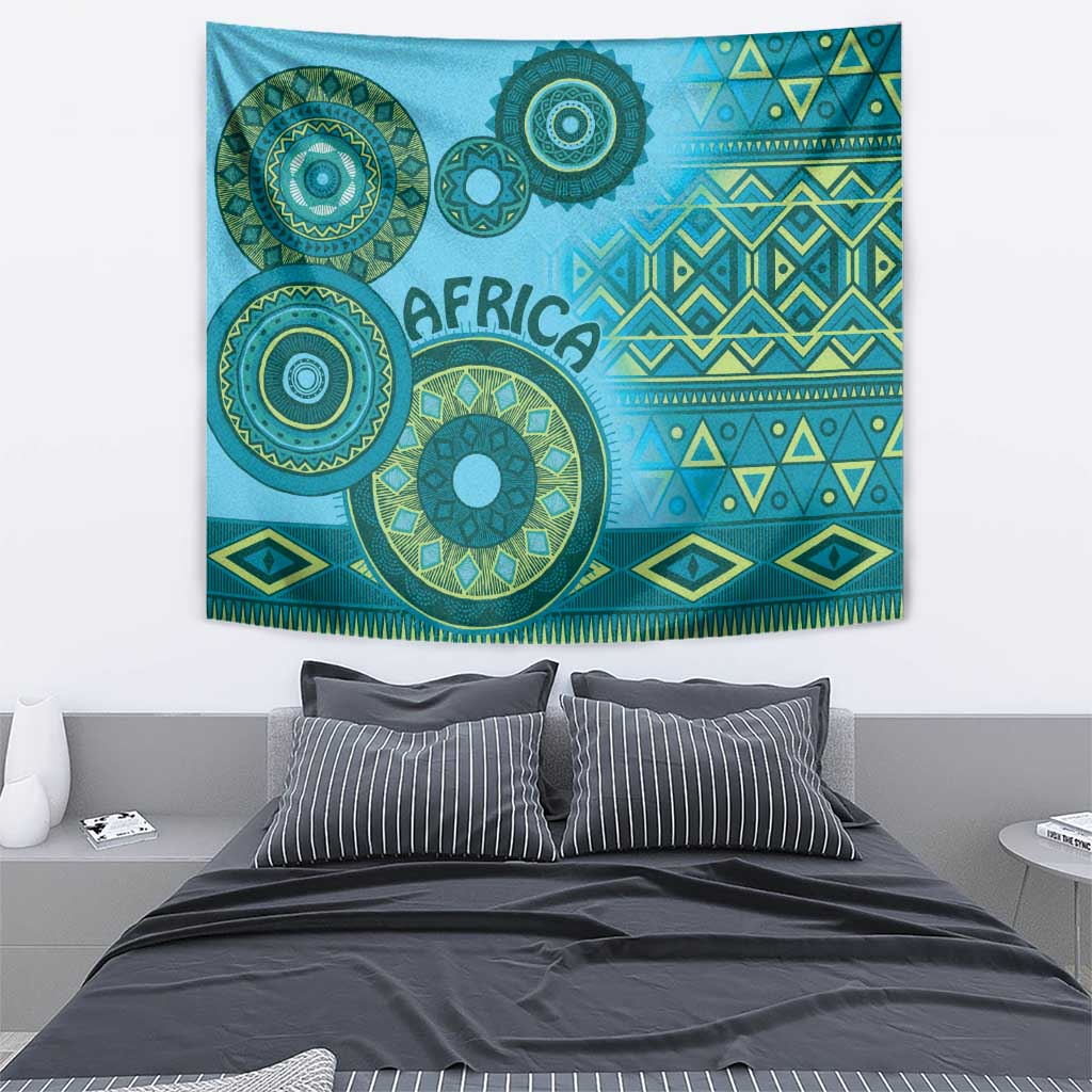 Africa Tribal Traditional Pattern Tapestry Blue Motif - Wonder Print Shop