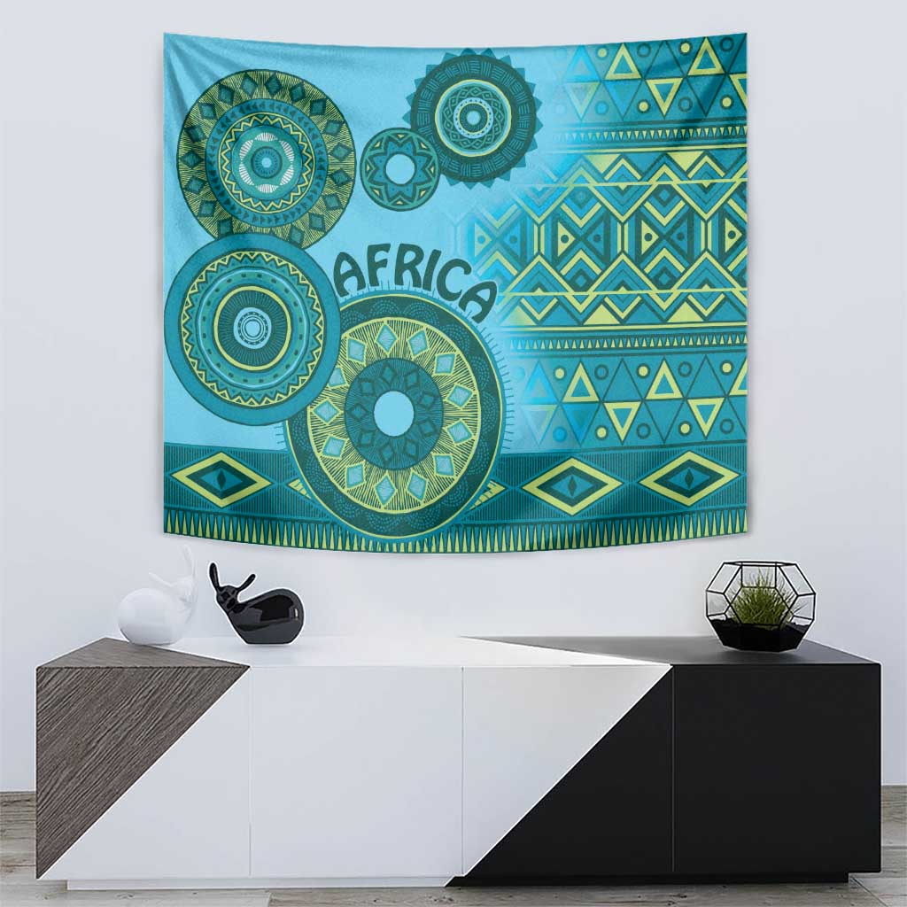 Africa Tribal Traditional Pattern Tapestry Blue Motif - Wonder Print Shop