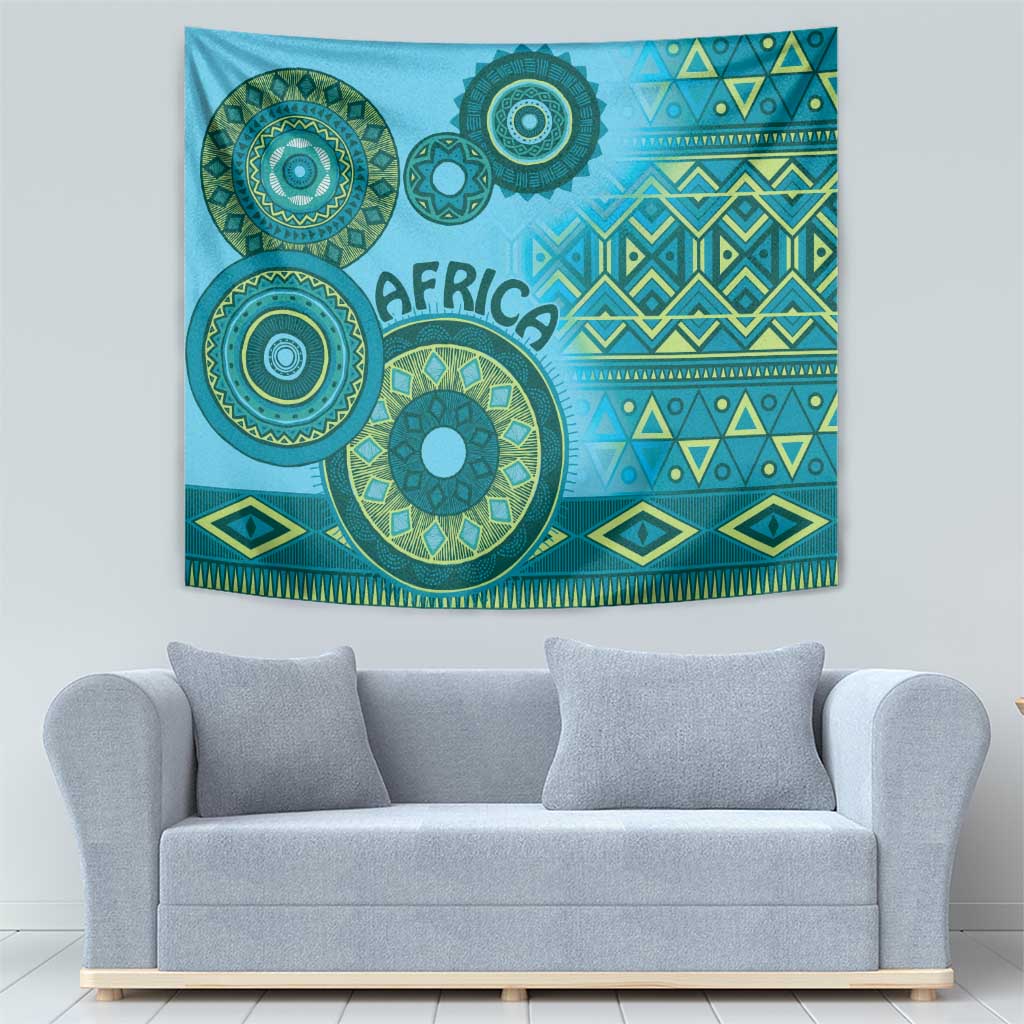 Africa Tribal Traditional Pattern Tapestry Blue Motif - Wonder Print Shop