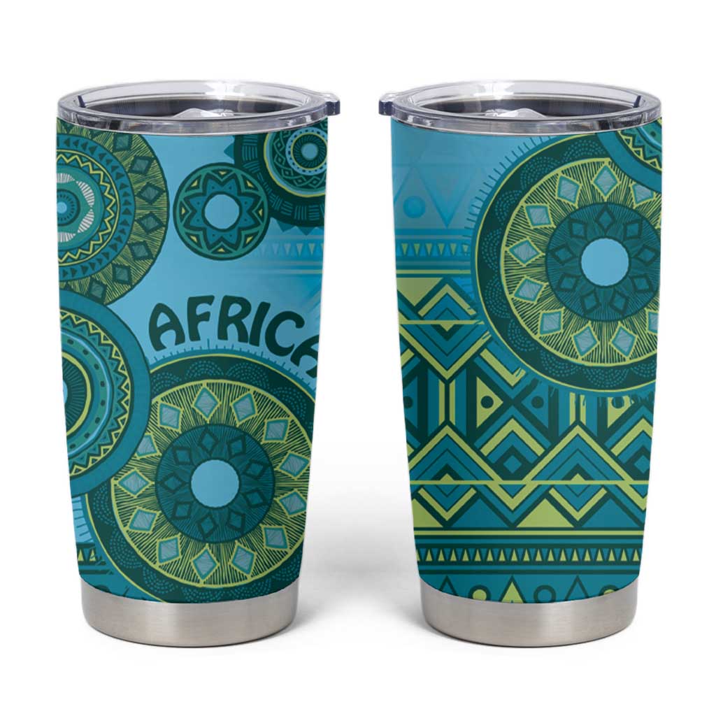 Africa Tribal Traditional Pattern Tumbler Cup Blue Motif - Wonder Print Shop