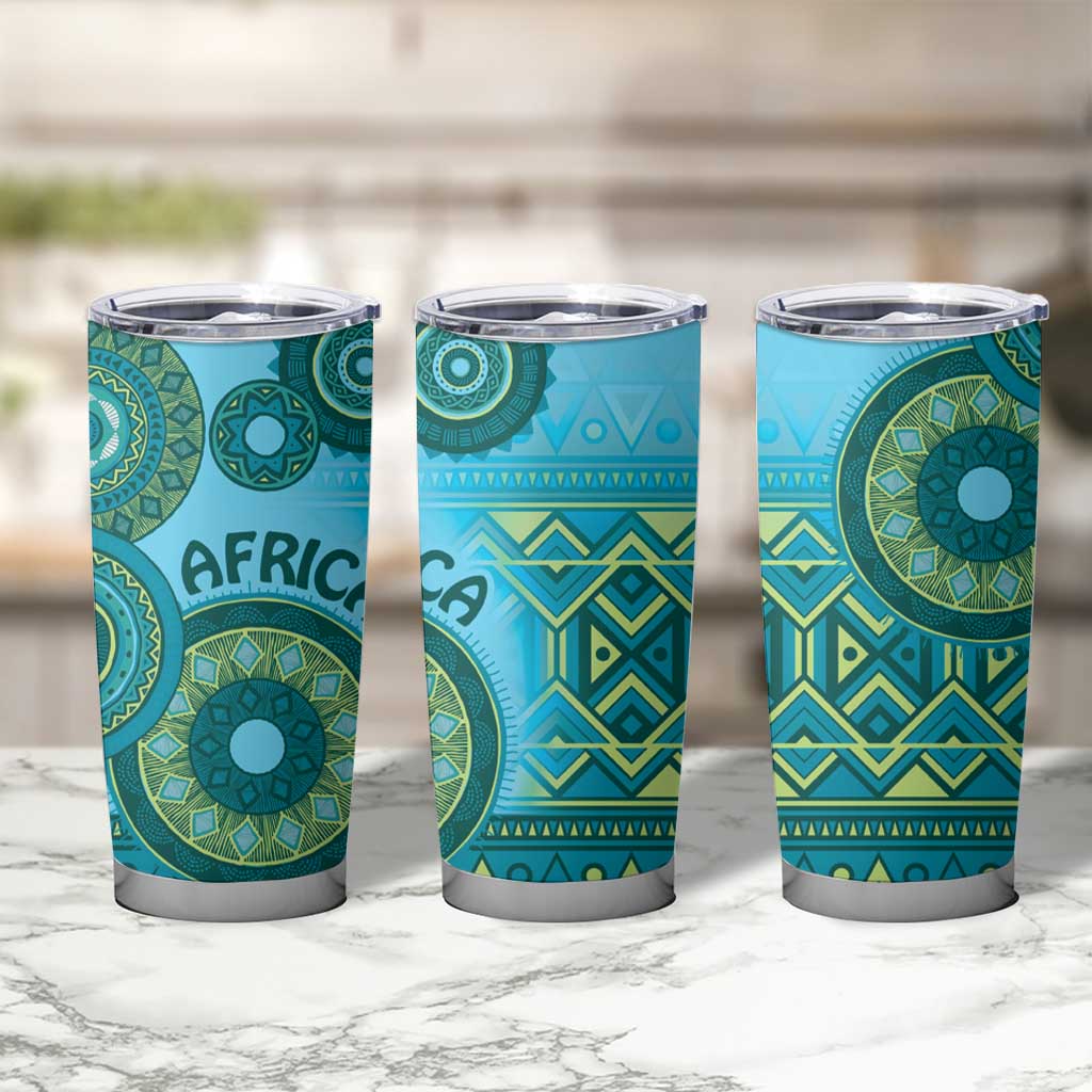 Africa Tribal Traditional Pattern Tumbler Cup Blue Motif - Wonder Print Shop