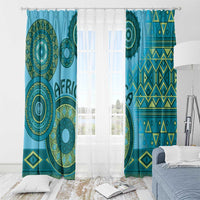 Africa Tribal Traditional Pattern Window Curtain Blue Motif - Wonder Print Shop