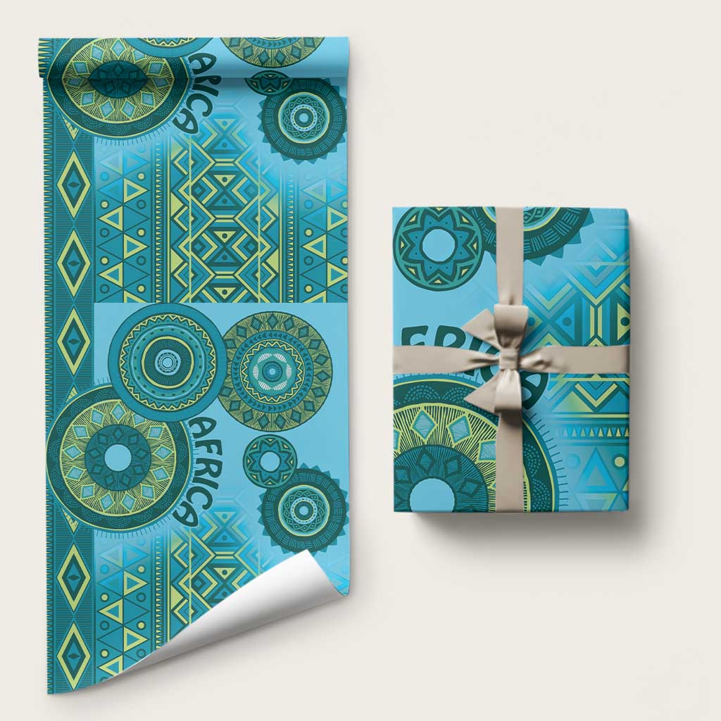 Africa Tribal Traditional Pattern Wrapping Paper Blue Motif - Wonder Print Shop