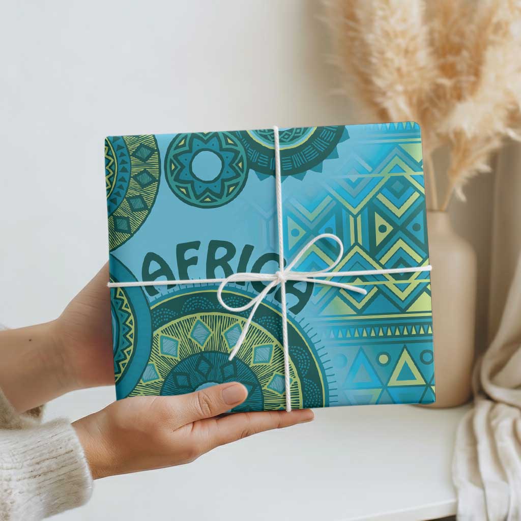 Africa Tribal Traditional Pattern Wrapping Paper Blue Motif - Wonder Print Shop