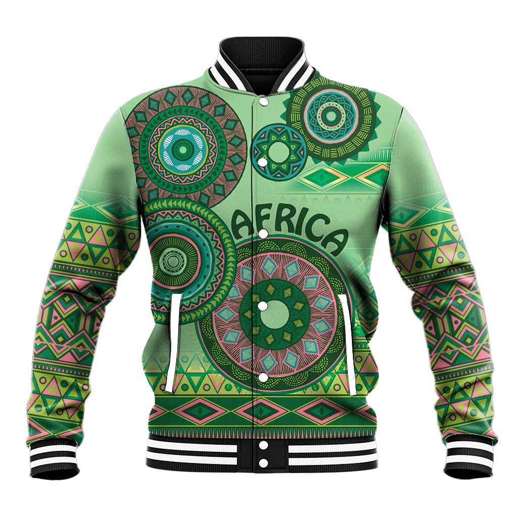 Africa Tribal Traditional Pattern Baseball Jacket Green Motif LT9 - Wonder Print Shop