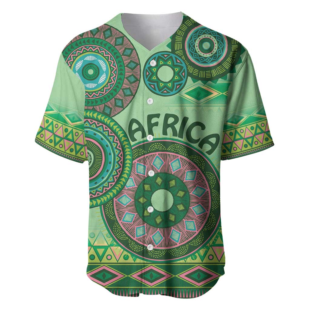 Africa Tribal Traditional Pattern Baseball Jersey Green Motif LT9 - Wonder Print Shop