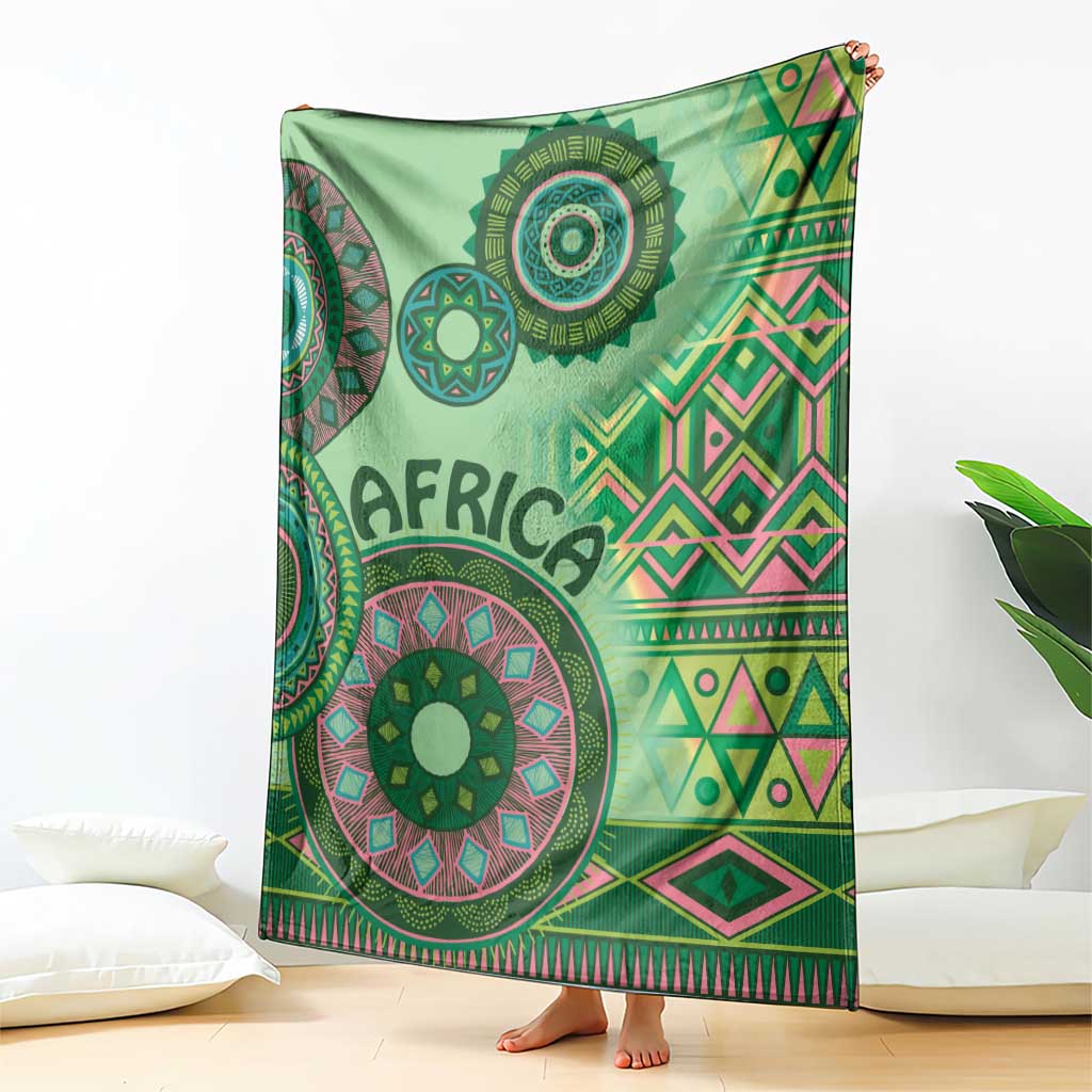 Africa Tribal Traditional Pattern Blanket Green Motif