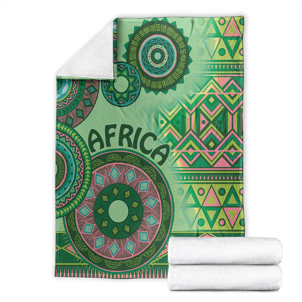 Africa Tribal Traditional Pattern Blanket Green Motif