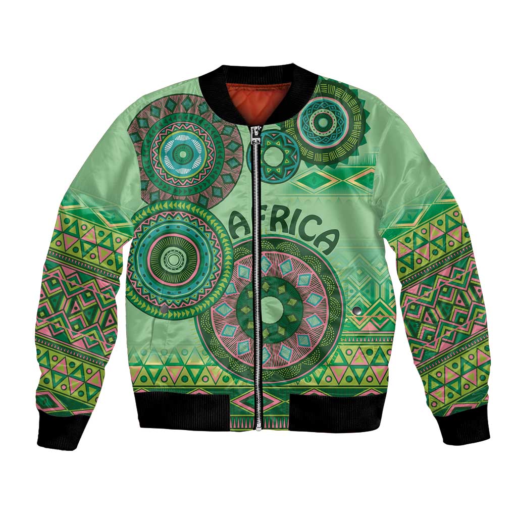 Africa Tribal Traditional Pattern Bomber Jacket Green Motif LT9 - Wonder Print Shop