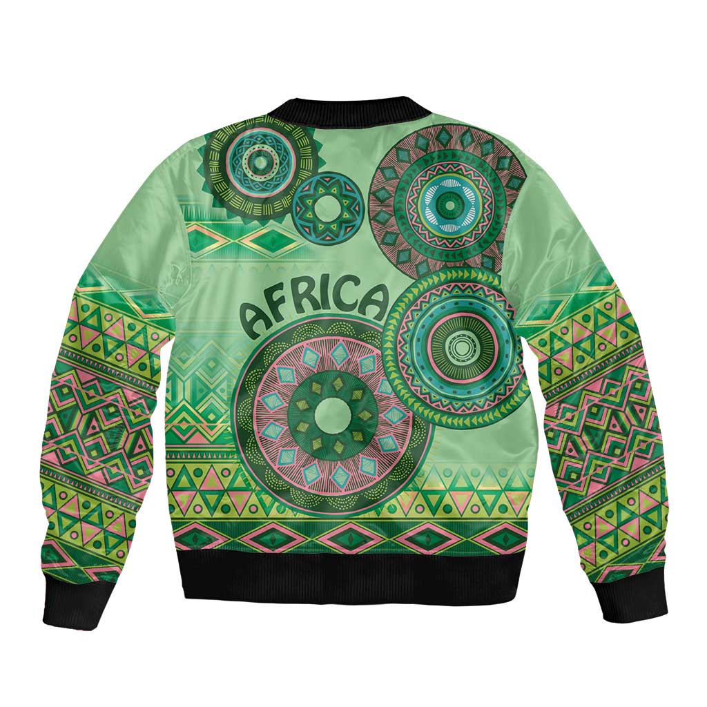 Africa Tribal Traditional Pattern Bomber Jacket Green Motif LT9 - Wonder Print Shop