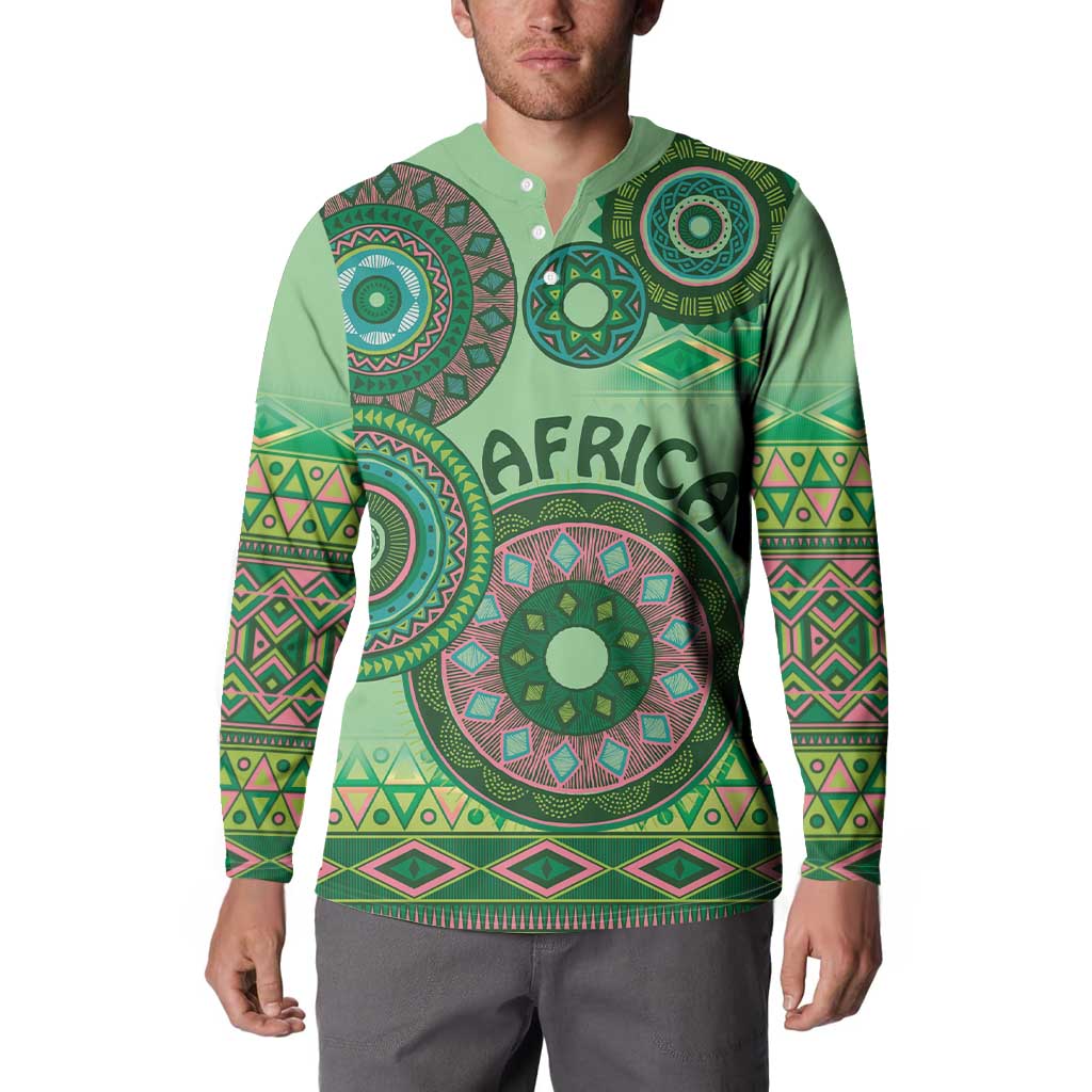 Africa Tribal Traditional Pattern Button Sweatshirt Green Motif LT9 - Wonder Print Shop