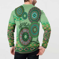 Africa Tribal Traditional Pattern Button Sweatshirt Green Motif LT9 - Wonder Print Shop