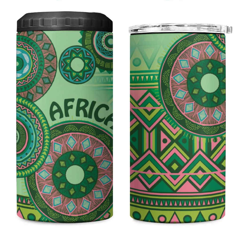 Africa Tribal Traditional Pattern 4 in 1 Can Cooler Tumbler Green Motif LT9 - Wonder Print Shop